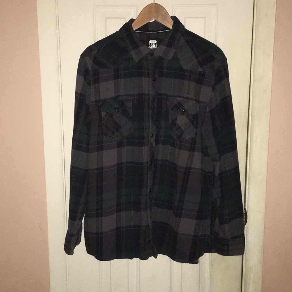 Route 66 Button Down Flannel Shirt